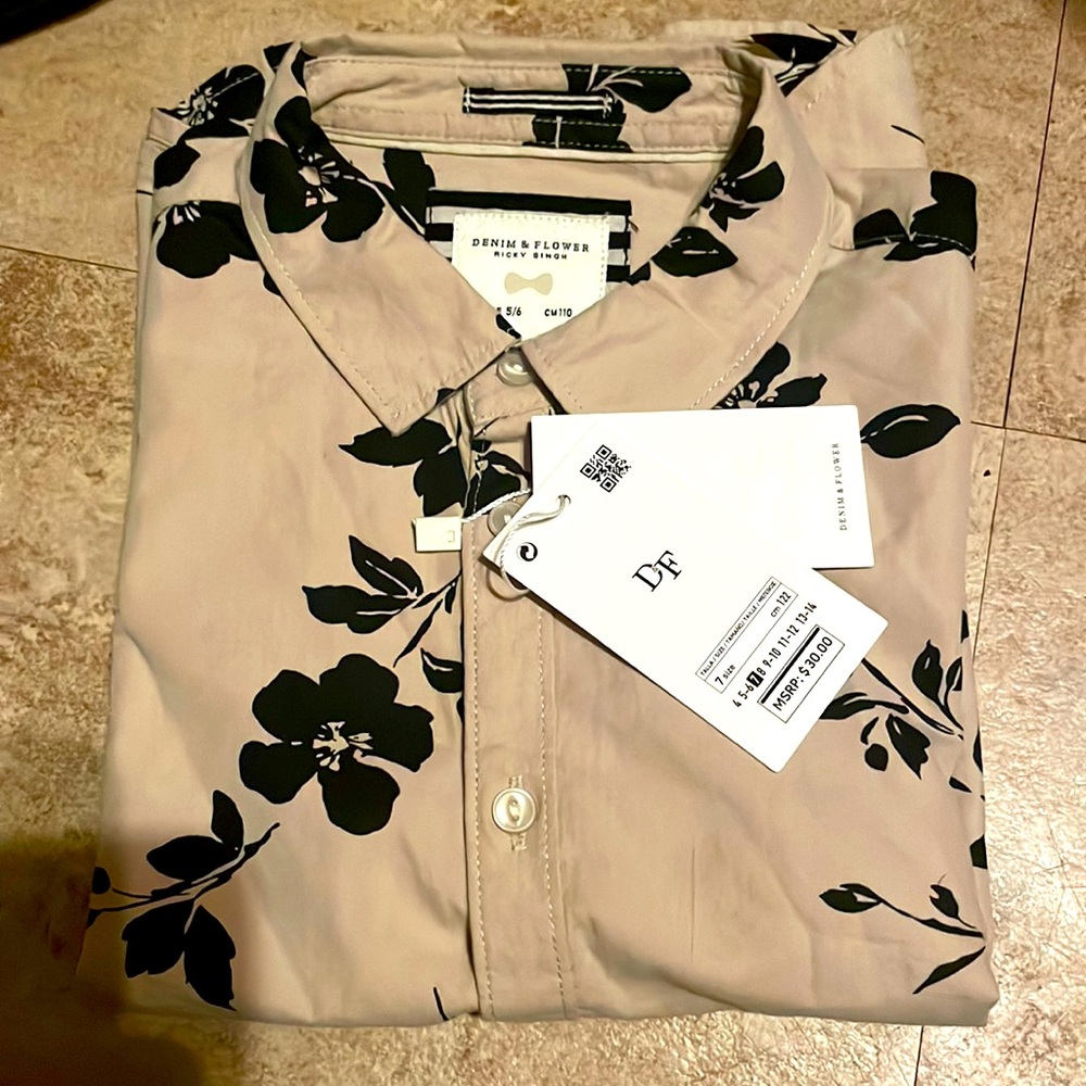 Denim and flower size 5/6 boys
